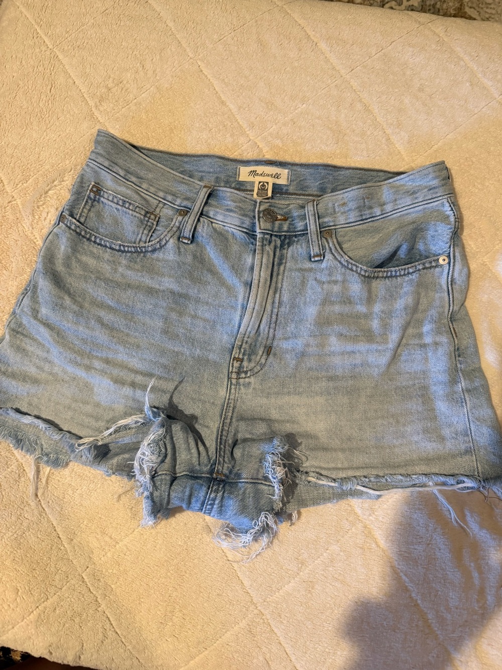 Madewell Light Blue Frayed Hem Denim Shorts